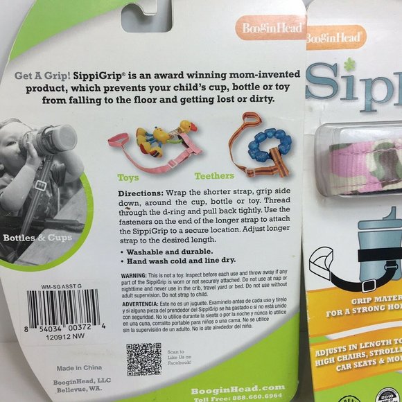 Boogin Head SippiGrip Baby Strap For Sippy Cup Bottles Toys Tether Lot Of 2 New - Picture 6 of 12